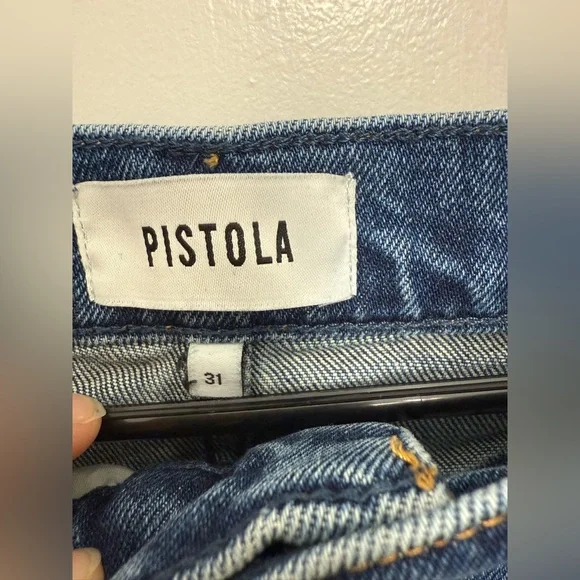 Pistola Eli Ankle High Rise Barrel Leg Jeans Medium Wash Size 31 Cropped - Picture 3 of 8